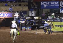 Gabe runs in the Number 10 JR BFI Roping