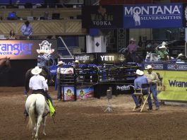 Gabe runs in the Number 10 JR BFI Roping