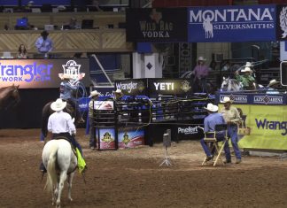 Gabe runs in the Number 10 JR BFI Roping
