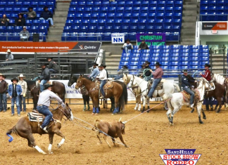 Heeling for Gabe at his first pro rodeo
